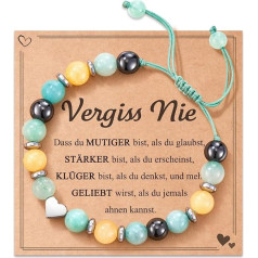 POWWA Natural Stone Heart Bracelet for Daughter, Granddaughter, Niece with Gift Message Card, Suitable as Gifts on Birthday, Graduation, Christmas, New Year