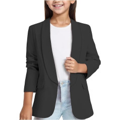 Girls' Blazer Suit Long Sleeve Plain Casual Blazer Work Office Open Front Jacket Suit Spring Autumn Kids Formal Open Girls Blazer Suit Jacket for Children 3-14 Years Fashion, Gifts Children