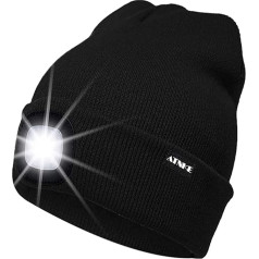 ATNKE LED Light Up Beanie Hat, Rechargeable USB Running Beanie with Extremely Bright 4-LED Flashing Alarm Headlight