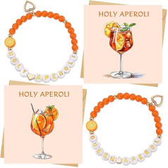 YYSWSAKY Aperol Gifts Woman 2 Pieces Aperol Bracelet and 2 Pieces Aperol Birthday Card with Envelope Sticker Aperol Decoration for Girlfriend Colleagues Families, Acrylic, No Gemstone