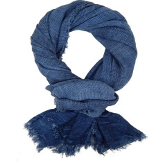Ella Jonte Men's Scarf Blue Cotton Casual Linen Look Vintage Lightweight Scarf, blue