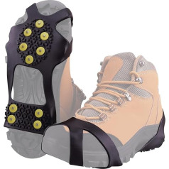 Giggleye Non-Slip Shoe Spikes Winter, Crampons, Shoe Claws with 10 Teeth, Spikes for Shoes for Hiking, Snow, Ice, Winter Outdoor, Trekking (Size 35-42), black