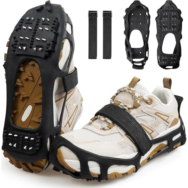 Crampon Spikes for Shoes Winter with 24 Stainless Steel Teeth, Shoe Spikes Shoe Claws Grödel Spikes Shoes Hiking Shoes Snow Spikes