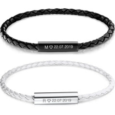 BAVELA Partner Bracelets with Engraving | Personalised Bracelets Magnetic | Partner Bracelet for Couples | Couples Bracelet | for Men and Women | Leather Bracelet with Engraving, Leather