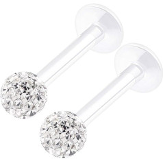 KJM Fashion 2 Pieces Transparent Bioflex Labret 1.2 mm, 16 g Monroe Earrings
