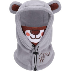 PHOGARY Children's Scarf Hat Polar Fleece Winter Hat Boys Cute Bear Design Balaclava Face Mask Balaclava Children's Hooded Scarf 47 cm - 52 cm Adjustable (2-5 Years)