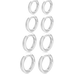 4 Pairs of Small Hoop Earrings for Women 925 Silver Post Huggie Hoop Earrings Set 18 Carat Gold/Silver Hoop Earrings for Girls Multiple Piercings Small Ball Stud Earrings