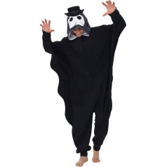 Dodheah Plague Doctor Onesie Costume, Black Steampunk Jumpsuit, Cartoon Pyjamas, Cosplay, One Piece, Halloween Dress Up Outift for Adults