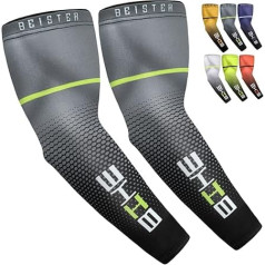 beister UV Protection Compression Arm Sleeves, Non-Slip Cooling Arm Warmers for Running Cycling Basketball Golf Outdoor Activities Men Women (1 Pair) (M, Black)