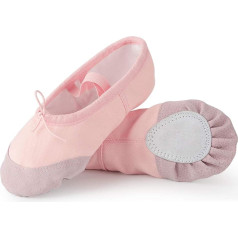 Soudittur Ballet Shoes Gymnastic Shoes Dance Shoes Split Leather Sole for Girls Women in White, Pink, Black and Pink-Apricot Sizes EU 21-44.