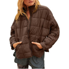 GeGekoko Women's Lightweight Winter Jacket, Packable, Oversized Quilted Jacket, Short with Zip, Water-Repellent, Short Down Coat
