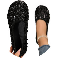 ORANDESIGNE Women's Classic Ballet Flats with Sequins Ballerina Shoes Elegant Shiny Sequins Flat Glitter Comfortable Party Wedding Flats Shoes