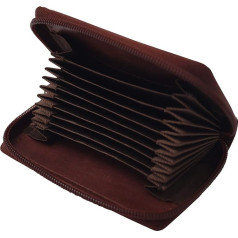 GERMANUS Wallet Credit Card Holder Zip Leather, dark brown, Classic