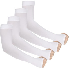 Ouligay 4 Pairs Compression Arm Sleeves Sun Protection Arm Warmers for Men Women UV Protection Arm Sleeves Cooling Arm Protection UPF 50 Arm Warmers for Basketball Volleyball Golf Running, white 4