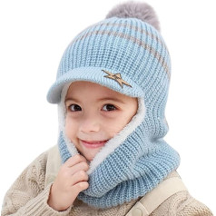 2-6 Years Kids Winter Hat with Ear Flaps and Scarf Baby Scarf Hat Boys Girls Toddler Slip-On Hat Girls Winter Girls Winter Hat Set Hood Scarf Set Children