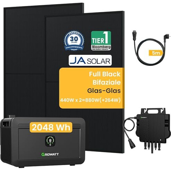 Growatt NOAH 2000 Balcony Power Station with 1800 W PV Input Power IP66 for Balcony Power Plant (NOAH 2000 x 1 + NEO800W + 880 W)