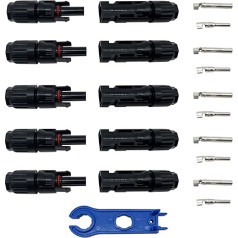 Kibon 5 Pairs Solar Connectors Solar Panel Connectors with Keys Solar Panel Cable Connector 5 Pairs Male/Female