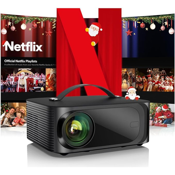 4K Official Netflix & Dolby Audio: 26000LM Remote Focus/6D Keystone Correction WiFi6 Bluetooth Smart Projector Full HD 1080P, ONOAYO Supports 4K Video Projector Home Cinema / Outdoor Mobile Phone