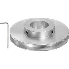 sourcing map Single Groove Pulley 25 mm Fixed Bore 80 mm Outer Diameter Aluminium Alloy with Hex Key for Drill 6 mm PU Round Belt