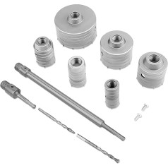 Hole Saw Set, Hole Drill Set, 10 Pieces, Drill, SDS Wall, Drill Set for Drill, Hole Cutter for Wall with Shank, SDS Plus for Wall