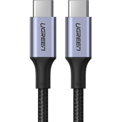 USB-C kabelis - USB-C PD QC FCP 100W 5A 480Mb/s 1,5 m - pelēks