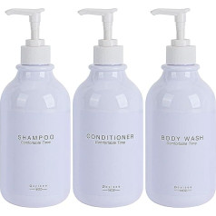Shampoo and Conditioner Dispenser for Shower Screens, 3 Chambers, Refillable Bottles with Waterproof Labels, Soap Dispenser with Pumps (3 Bottles-White)