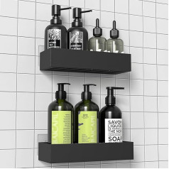 Shower Shelf No Drilling - Shower Shelf Bathroom Organiser Shampoo Holder for Shower Black Pack of 2