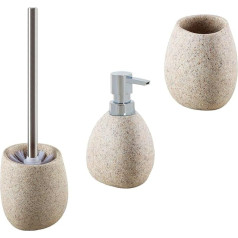 iubihome - Bathroom Accessory Set Sand Colour, 3-Piece Modern Bathroom Accessories, Stylish Bathroom Accessories for Your Bathroom