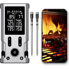 Meat Thermometer Wireless Grill Thermometer Bluetooth Oven Thermometer with App IP67 Waterproof Wireless Meat Thermometer for Oven, Grill, Smoker, Rotisserie Oven