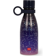 LEGAMI - Hot & Cold Mini Vacuum Flask, Lightweight and Durable Thermal Water Bottle, Hermetic Closure, Removable Silicone Handle, Stainless Steel, Capacity 300 ml, Stars Theme