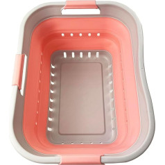 Collapsible Plastic Laundry Basket, Foldable Pop Up Storage Container/Organiser, Portable Laundry Hamper, Space Saving (Grey/Quartz Pink, 30 L)