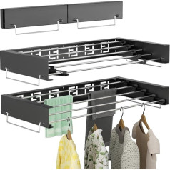 IBVIVIC Wall Clothes Dryer Extendable 80 cm Clothes Airer Foldable for Indoor or Outdoor Use Space Compact Black