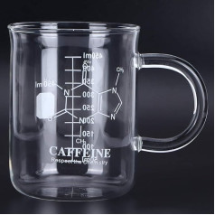 Borosilicate Glass Mug with Handle and Measuring Scale for Coffee, Tea (9 x 11.5 cm), Capacity 16 Ounces - Wide Mouth Design