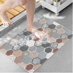 Non-Slip Shower Mat, 60 x 80 cm, Bath Mat Non-Slip with Drain, Soft PVC Loofah Non-Slip Mat, Bathtub, Quick Drying Non-Slip Mat Shower for Bathtub and Wet Areas
