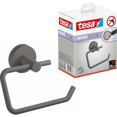 tesa MOON GREY Toilettenpapierhalter,matt grau - Rollenhalter ohne Deckel für Bäder im Industrial Style und moderne Badezimmer - bohrfrei, inklusiv Klebelösung - 99 mm x 140 mm x 53 mm