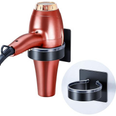 YYBO Hair Dryer Holder Wall Mounted, Hair Dryer Holder Station, Stainless Steel Hair Dryer Holder, Black Hair Dryer Stand, Self-Adhesive Hair Dryer Storage, Hair Dryer Stand for