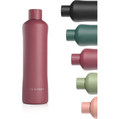 LARS NYSØM Stainless Steel Water Bottle, 1000 ml, Insulated Flask, 1 Litre, Leak-Proof Water Bottle for Sports, Bicycle, Dog, Children, Thermos Flask (Berry Red, 1000