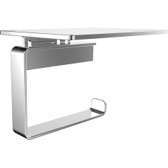 EMCO Loft Toilet Roll Holder with Shelf, Modern Toilet Roll Holder with Wall Mounted Shelf, High-Quality Aluminium Paper Holder, Chrome