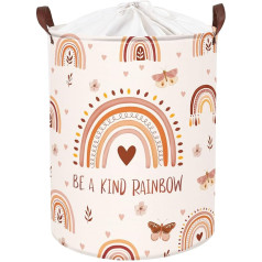 Clastyle 45L Rainbow Pink Laundry Basket Children's Room Butterfly Round Clothes Toy Storage for Children 36 x 45 cm
