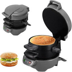 Sandwich Toaster Burger Maker, Efficient Non-Stick Heating Plates, with Egg Rings and Timer, Dishwasher Safe, Perfect for Hamburgers, Waffles Snacks and a Quick DIY (Gery)