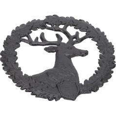 Cast Iron Decorative Round Coaster Mat Stag Pattern Coaster for Rustic Kitchen Counter or Dining Table