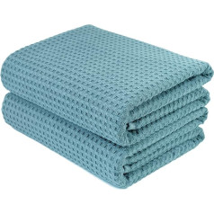 Polyte - Microfibre bath towel - lint-free & quick-drying - waffle structure - very large - green - 152 x 76 cm - 2 pieces