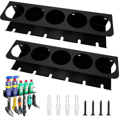 Can Holder for Spray Bottles, 2 Pieces Spray Bottle Rack with 5 Holes and 6 Can Holder Slots Storage Rack Spray Can Holder Workshop Holder for Garage and Home