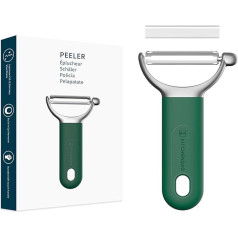 KITCHENDAO Swivel Vegetable Peeler, Japanese 420J2 Stainless Steel, Sharp Double Blade, Built-in Potato Eye Remover, Soft Touch Handle, Green