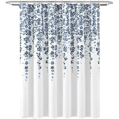 Lush Decor Navy Blue Floral Vine Shower Curtain 72