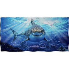 Showudesigns Cotton Bath Towel Absorbent Soft Bath Towel for Women Teens Girls Beach Travel Bathroom Body Towel Long Cotton Ocean Shark One Size