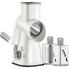 GDL Rotary Cheese Grater,Vegetable Grater for kitchen with Three Interchangeable Drum Blades, Vegetable Slicer Cutter for Potato, Carrot, Cheese, Nuts, etc