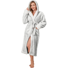 Bathrobe Women's Cuddly Fleece Dressing Gown Men's Hooded Sauna Gown Travel Dressing Gown Patch with Pockets and Belt