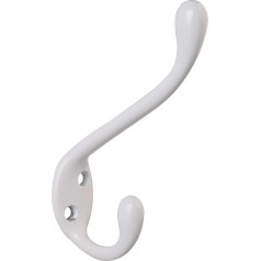 HASWARE 6PCS Double Prong Coat Hooks, Double Coat Hooks with 12 Screws, Antique Wall Hooks, Robe, Vintage Hangers, Heavy Duty for Hat, Clothes, Towel Closures (White)