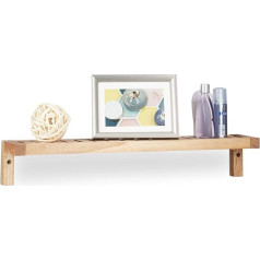 Relaxdays Walnut Wall Shelf, Hanging Shelf, Wooden Shelf, for Bathroom, Kitchen and Children's Room, H x W x D: 10 x 60 x 12.5 cm, Natural